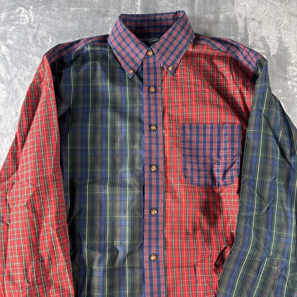 Brooks Brothers 346 Shirt Mens Medium Patchwork Colorblock Plaid Preppy